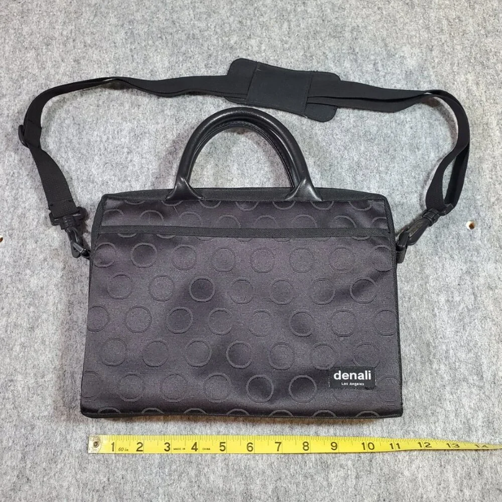 denali Padded Black Messenger/Tablet Bag w/ Handles and Strap Case Tote